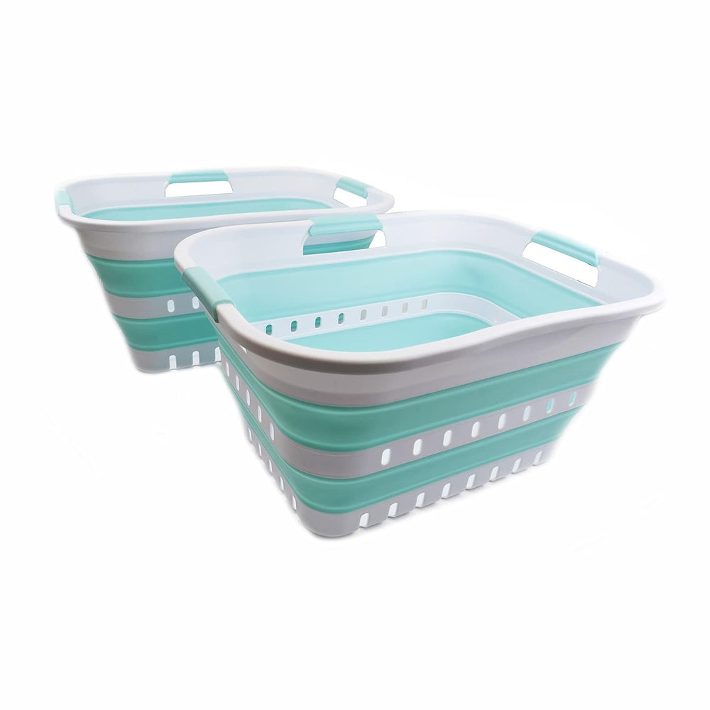 SAMMART Set of 2-30L (8 gallon) Collapsible Plastic Laundry Basket - Foldable...