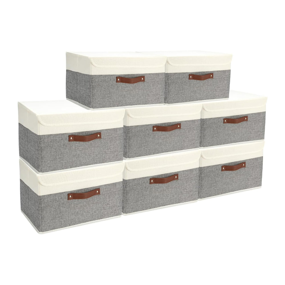SAMORADREA 8 Pack Storage Bins Foldable Storage Boxes Fabric Storage Box with...