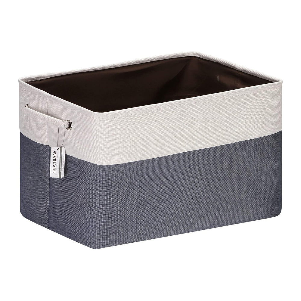 Sea Team Oversized Rectangle Canvas Open-Top Storage Baskets, 3-Pack