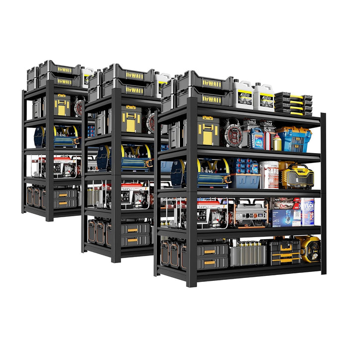 Set of 3 Garage Shelving,5-Tier Heavy Duty Shelving Unit,3000LBS Adjustable Metal Storage Shelves,Storage Rack Units for Industrie,Shed,Warehouse,Basement,Black,23.6" Dx47.3 Wx72 H