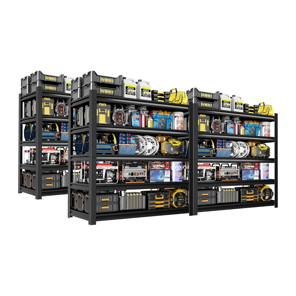 Set of 4 Garage Shelving,5-Tier Heavy Duty Shelving Unit,3000LBS Adjustable M...