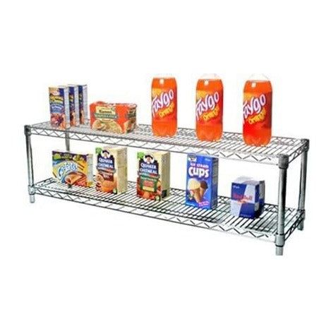 Shelving Inc. 12" d x 48" w Chrome Wire Shelving with 2 Tier Shelves