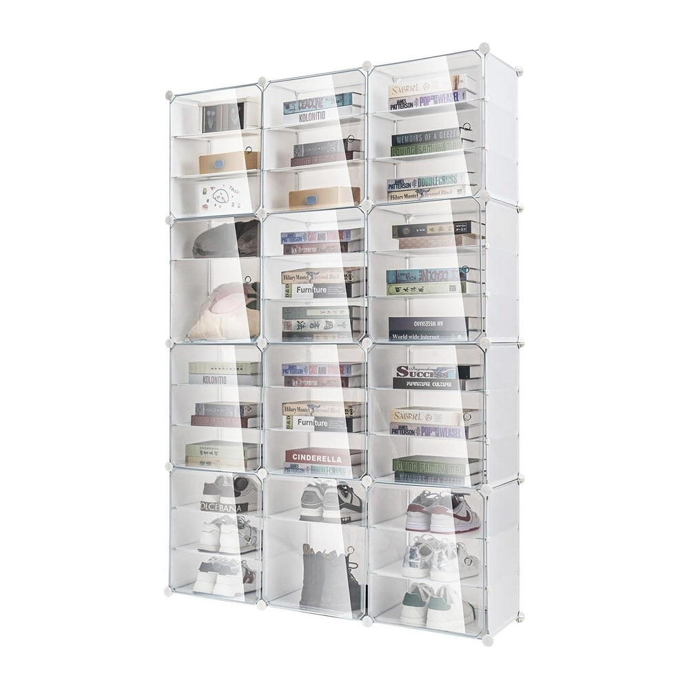 Shoe Organizer, 12 Cube 36 Tiers 72Pairs Plastic Freestanding Shoe Organizer,...