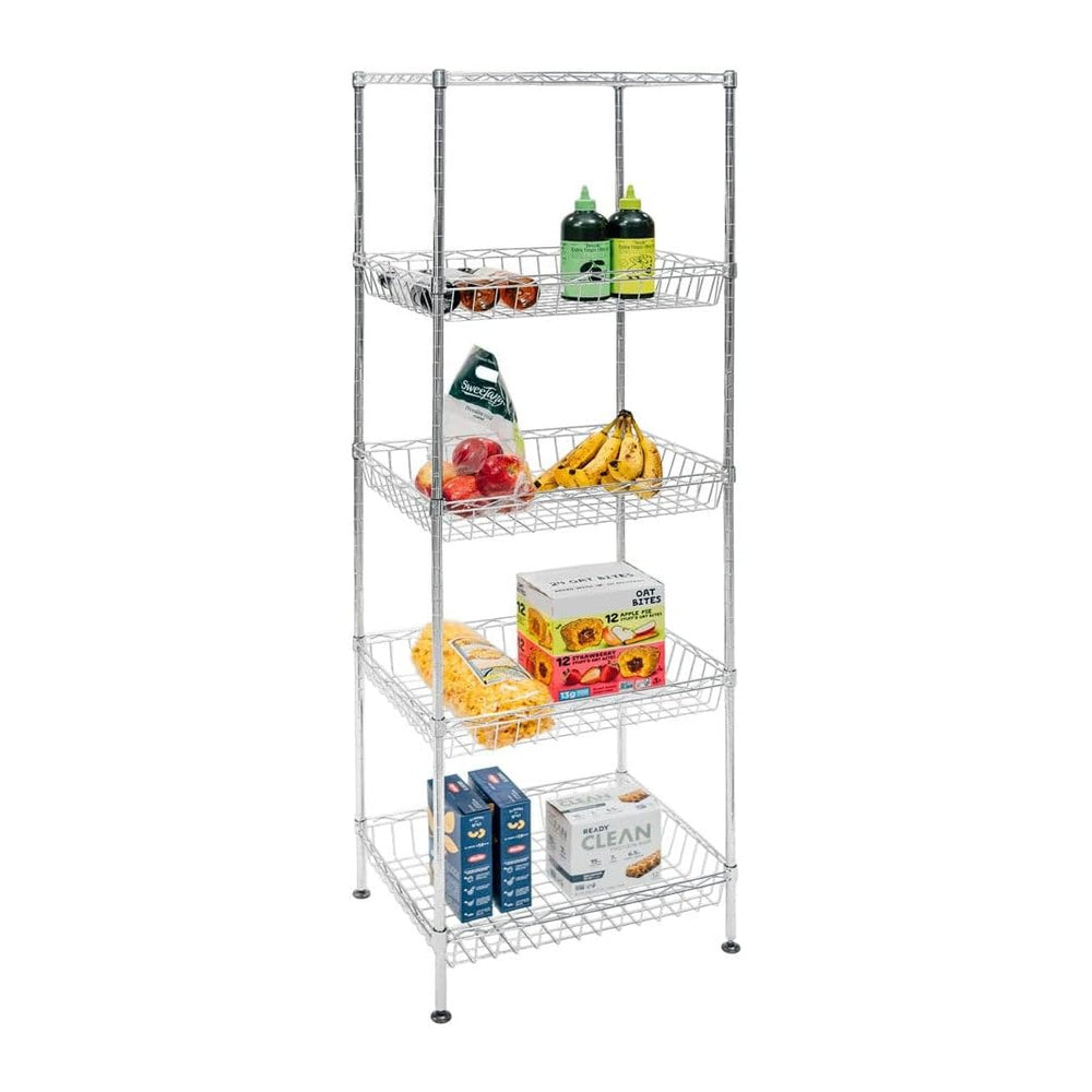 SI Shelving Inc. 14" d x 18" w x 60" h 5-Tier Chrome Wire Bask...