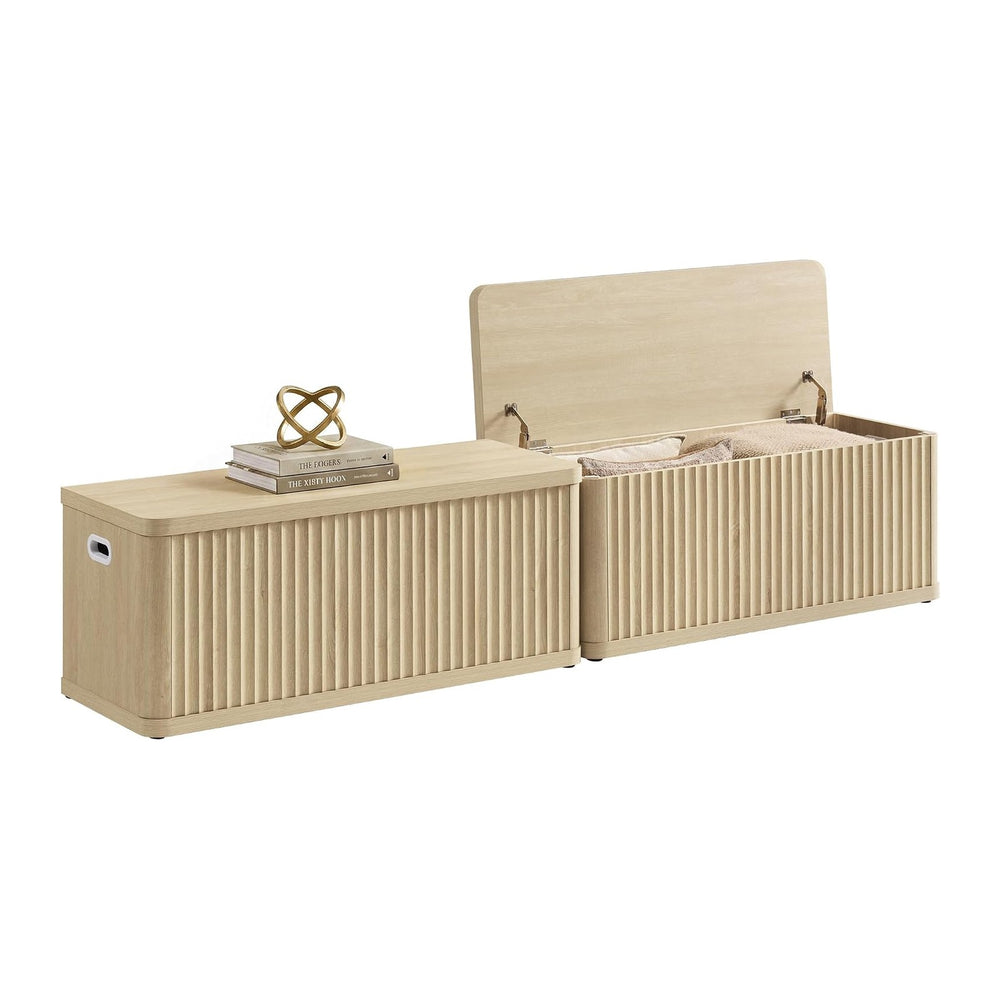 SICOTAS Storage Bench 80.4" Wide Shoe Bench with Lift Top Large Wooden S...