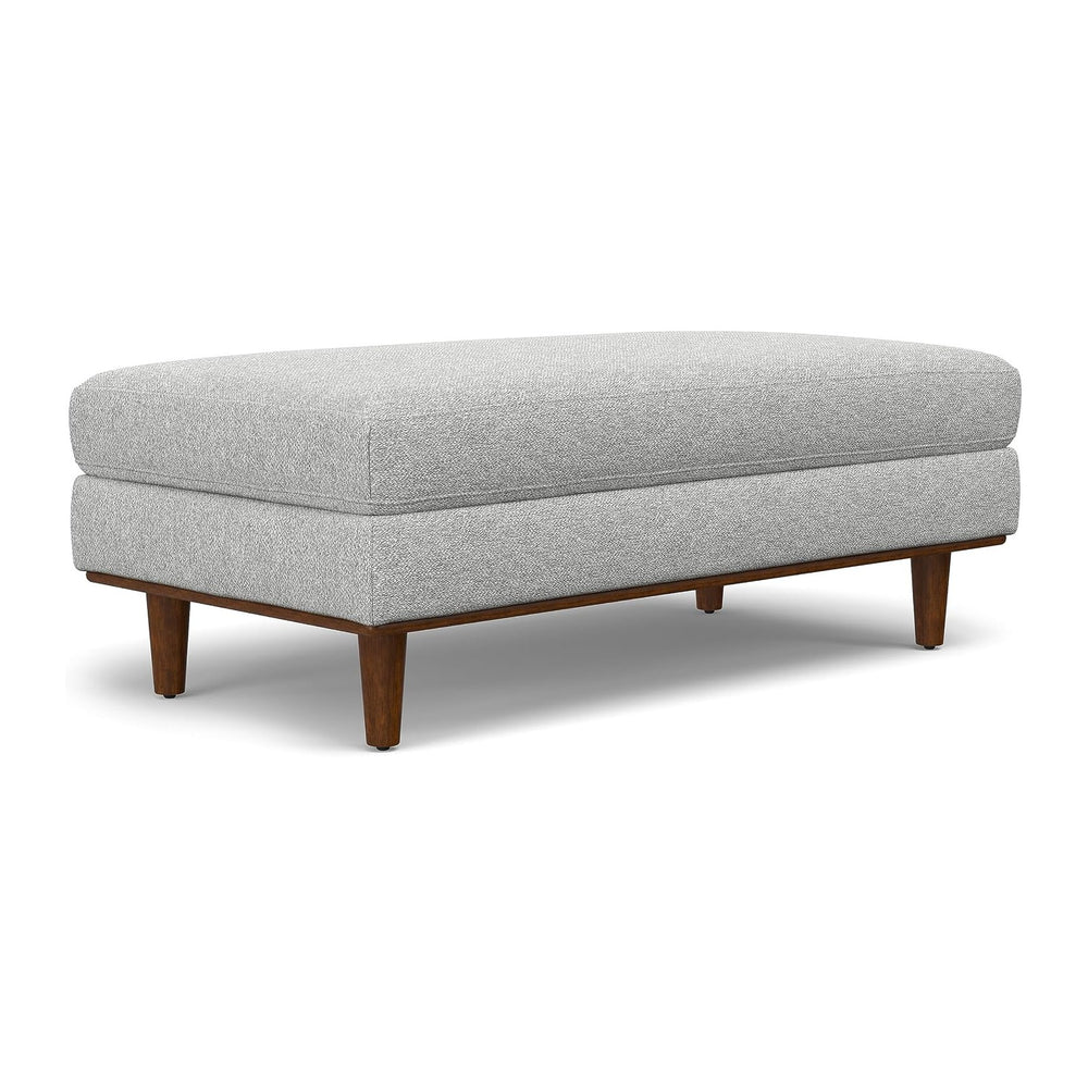 SIMPLIHOME Morrison 49" Wide Woven-Blend Fabric Rectangle Ottoman in Grey
