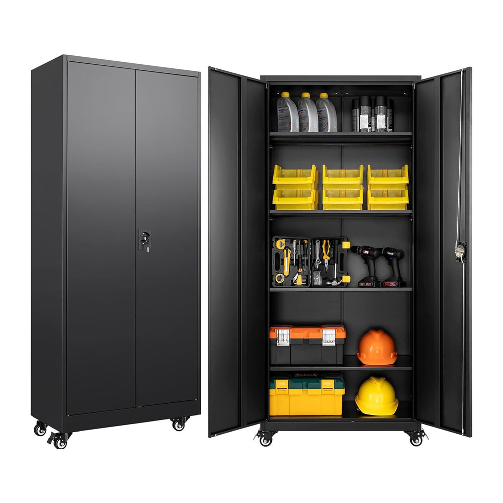 SISESOL Metal Storage Cabinet with Wheels,75 inch Tall Rolling Garage Storage...