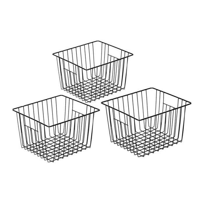 Slideep Wire Metal Basket Bin Storage Baskets Modern Farmhouse Food, Vegetable, Shampoo, Clothes, Fruits Storage Organizer Basket for Kitchen Pantry Bathroom Black 3 Packs