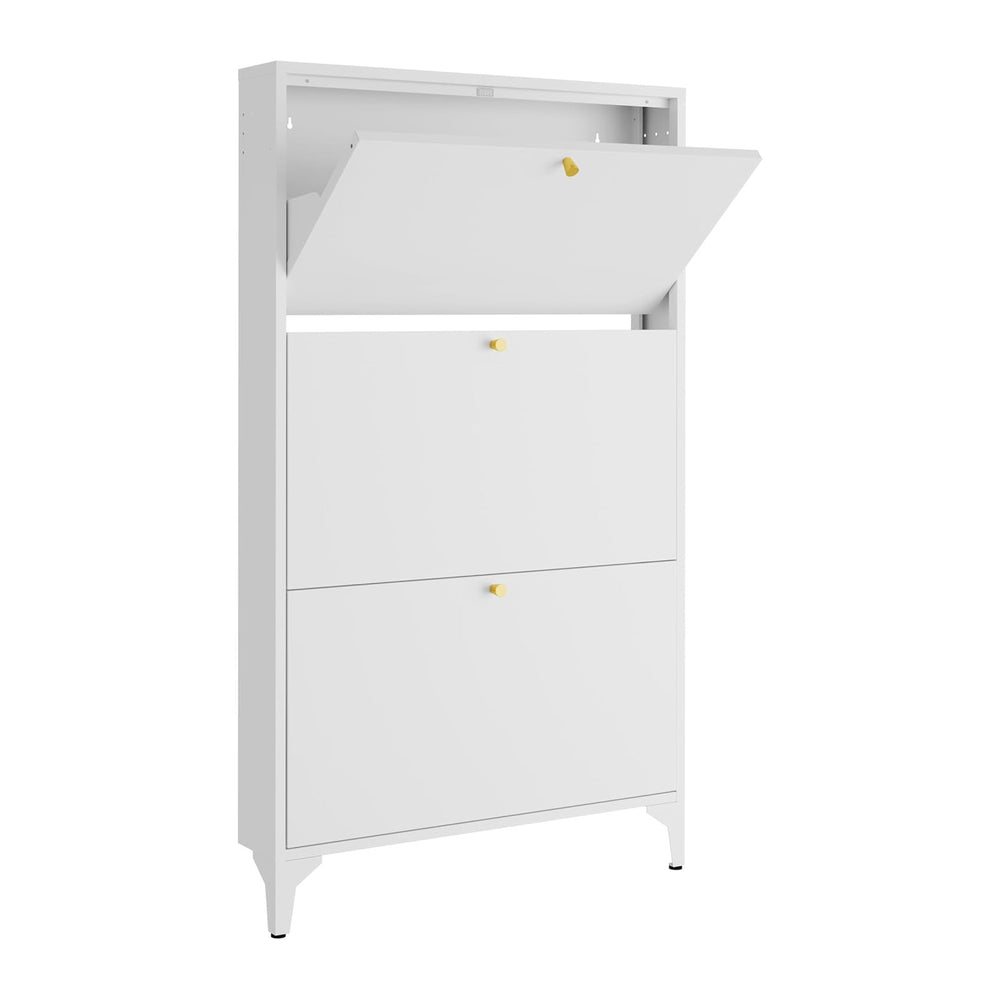 Slim Shoe Cabinet with 3 Flip Drawers,Narrow Shoe Cabinet,Freestanding Organi...