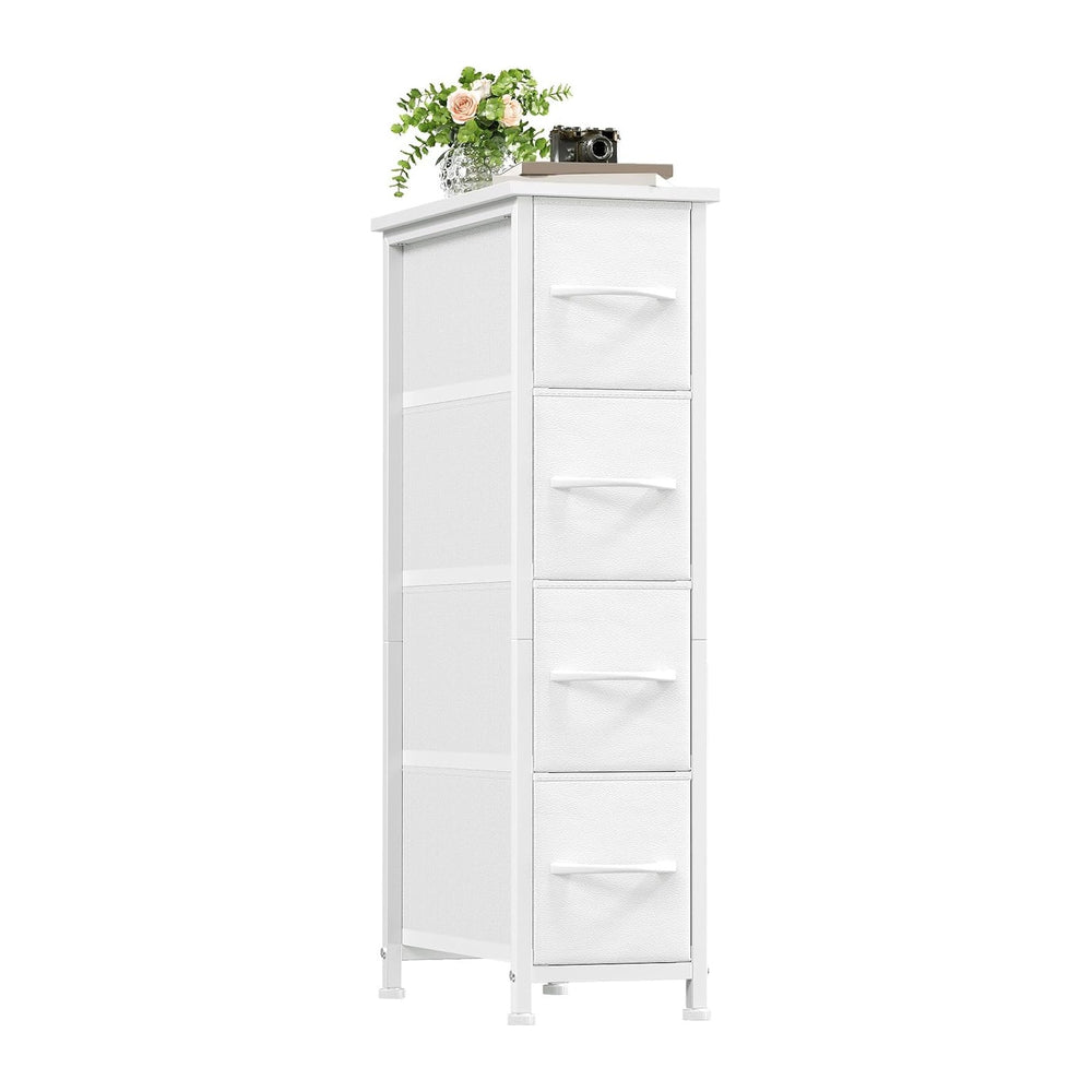 Somdot Narrow Dresser for Bedroom, 4 Drawer Storage Cabinet, White