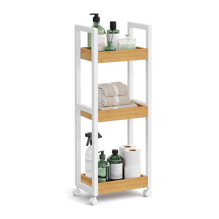 SONGMICS Bamboo Bathroom Shelf, 3-Tier Adjustable Plants Rack