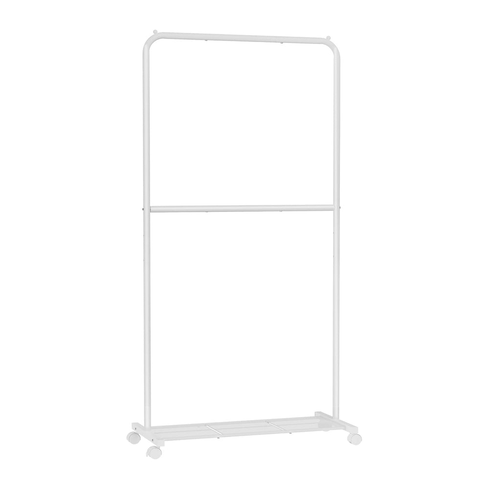 SONGMICS Clothes Rack with Wheels, Metal Garment Rack, Mesh Storage Shelf