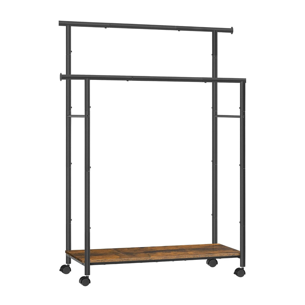 SONGMICS Clothes Rack with Wheels, Steel Garment Rack with Shelf