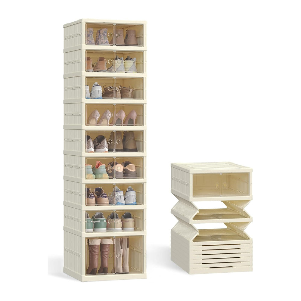 SONGMICS Foldable Shoe Storage Organizer, 9-Tier for 18 Pairs