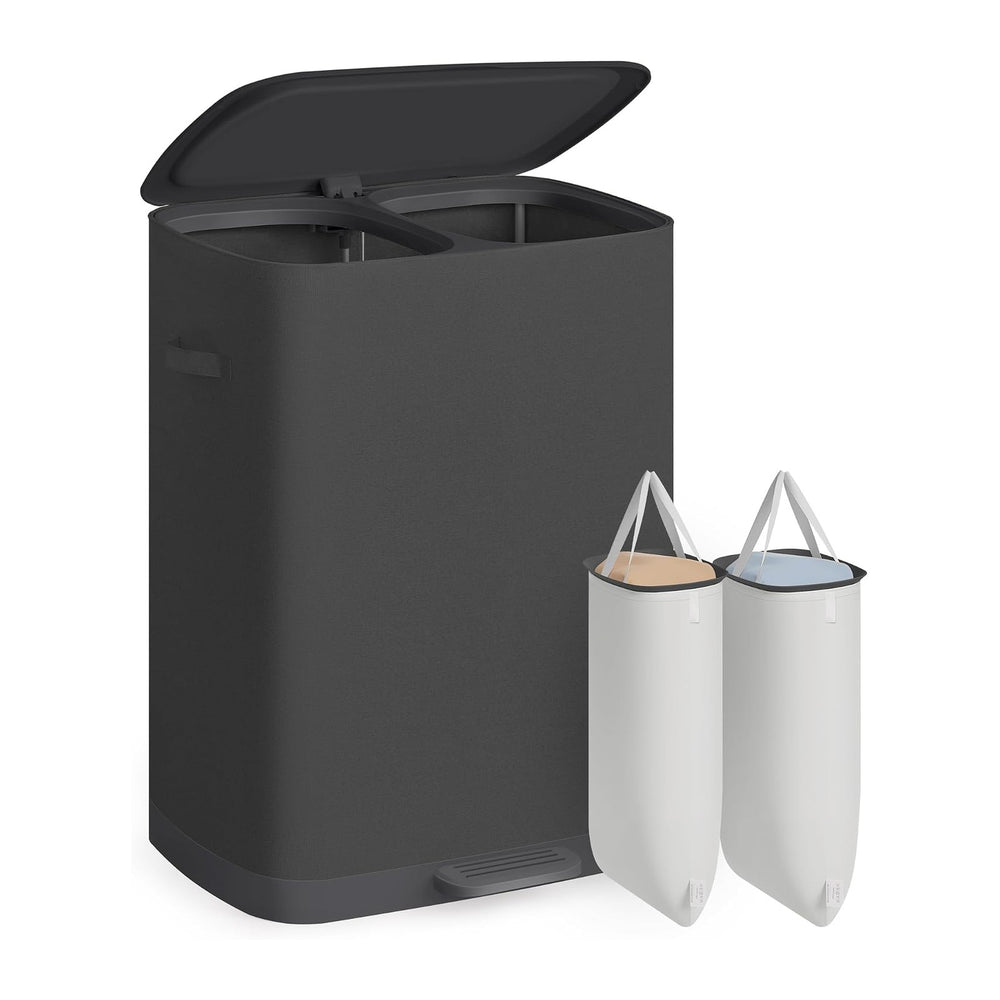 SONGMICS Laundry Hamper with Lid and Pedal, 160L Laundry Basket，2 Sections
