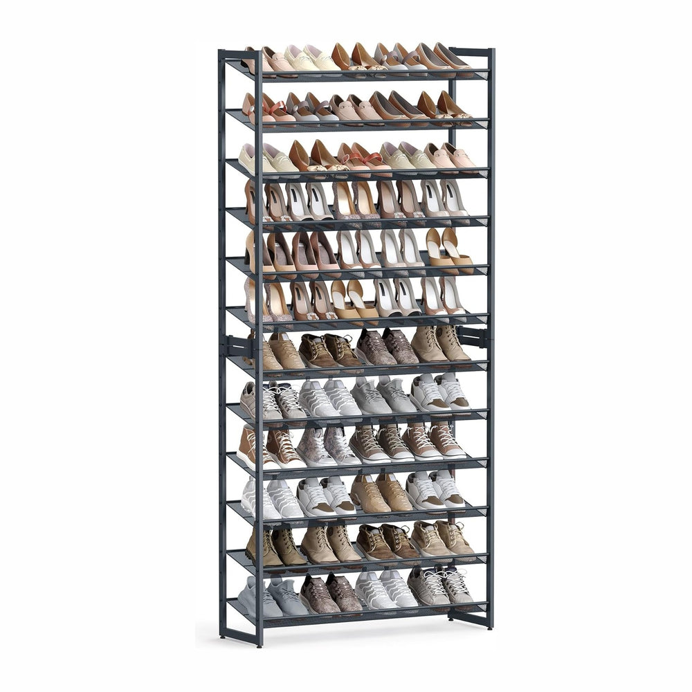 SONGMICS Metal Shoe Rack, 12-Tier Shoe Orgainzer, Holds 48-60 Pairs