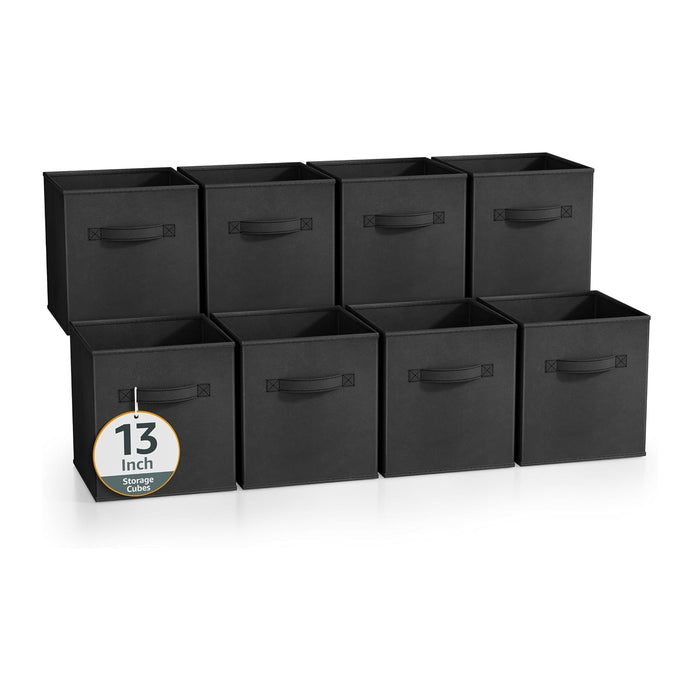 Sorbus Fabric Storage Cubes, 8 Pack, with Handles (13 Inch, Black)