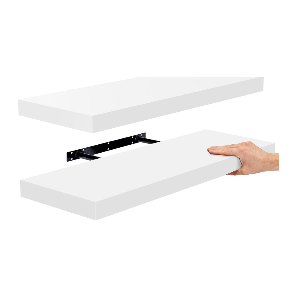 Sorbus Floating Shelves for Wall, Wood Wall Storage (2 Pack, White)