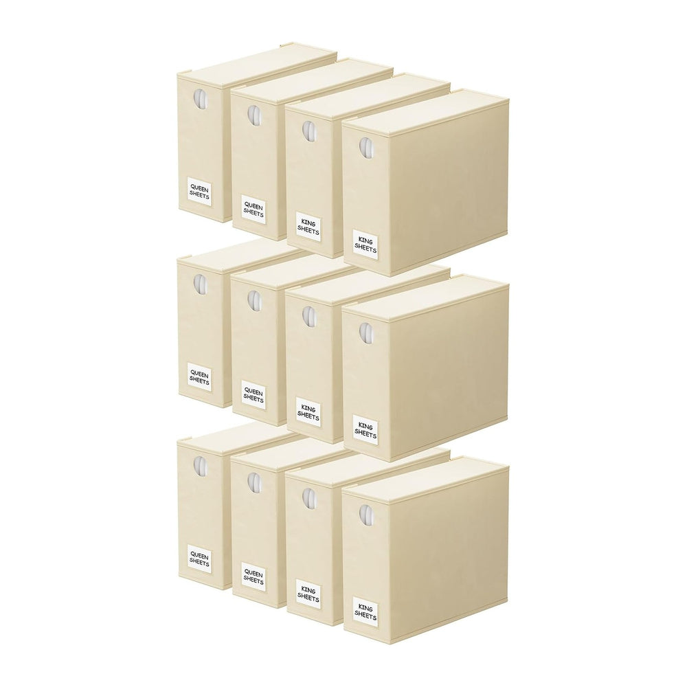 SpaceAid 12 Pack Bed Sheet Organizers and Storage, Foldable Organizer for Lin...