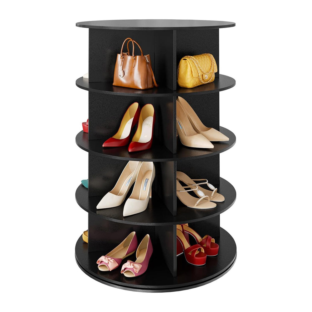 SpaceAid 4 Tier Rotating Shoe Rack Tower, Spinning Shoe Display Lazy Susan, R...