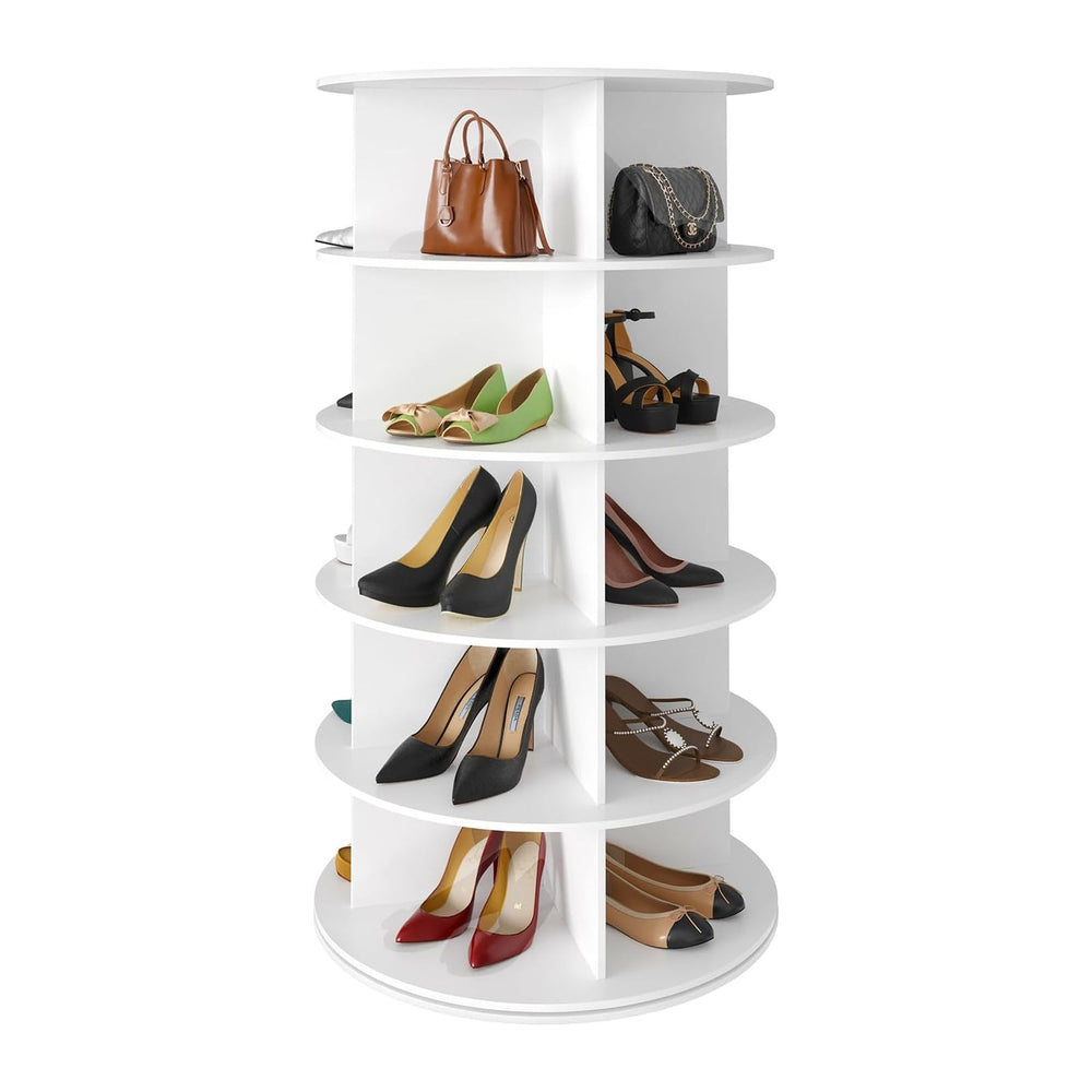 SpaceAid 5 Tier Rotating Shoe Rack Tower, Spinning Shoe Display Lazy Susan, R...