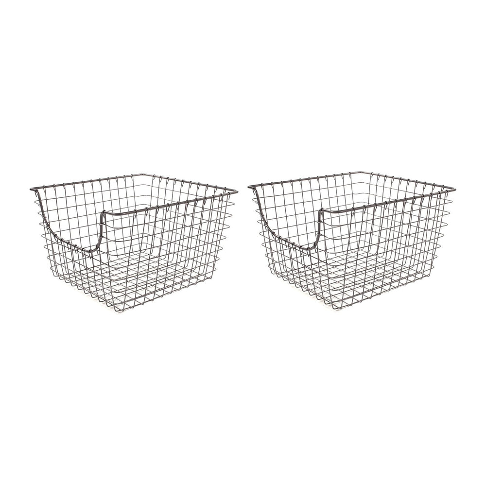 Spectrum Wire Scoop Basket Storage Bin Industrial Gray Nesting Metal Baskets ...