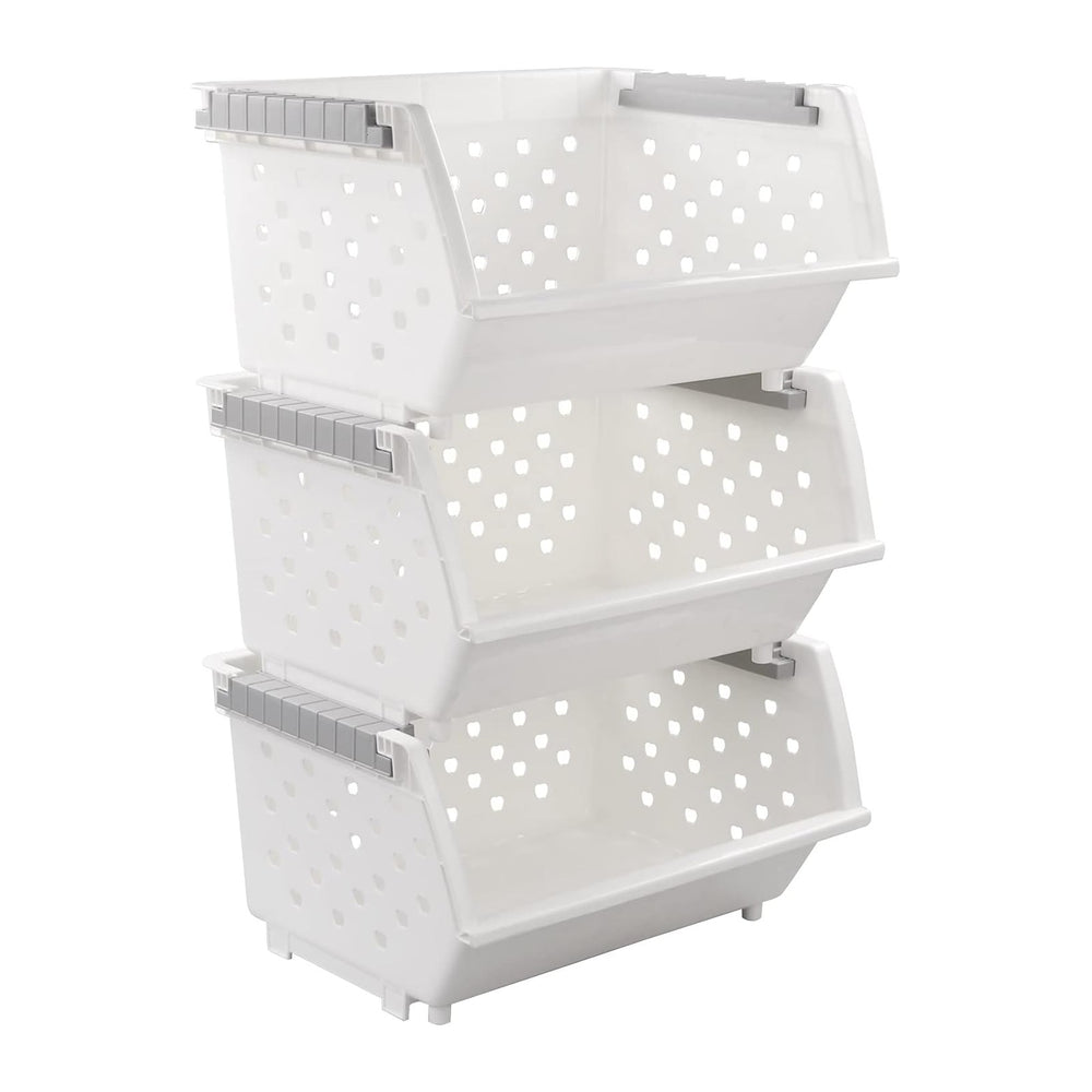 Stackable Pantry Storage Baskets, 3-Pack Snack Storage Baskets