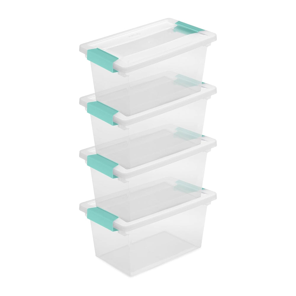 Sterilite 8-Pack Clip Box, Stackable Clear Plastic Bins with Latching Lids, M...