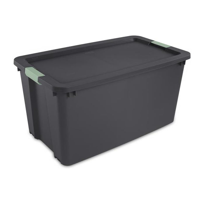 Sterilite 8-Pack Latch Tote, Stackable Plastic Storage Bin Containers, 45 Gal, Gray/Green - Large Organizer Boxes with Lids and Wheels for Closet, Bedroom, Tool, and Laundry Organization