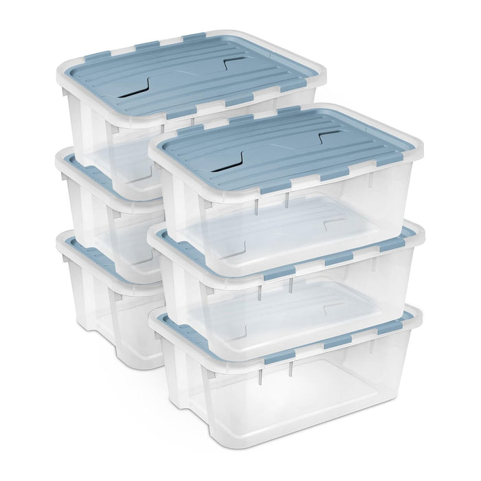 Sterilite Hinged Lid Storage Box, Plastic Container, 40 Quart, 6-Pack