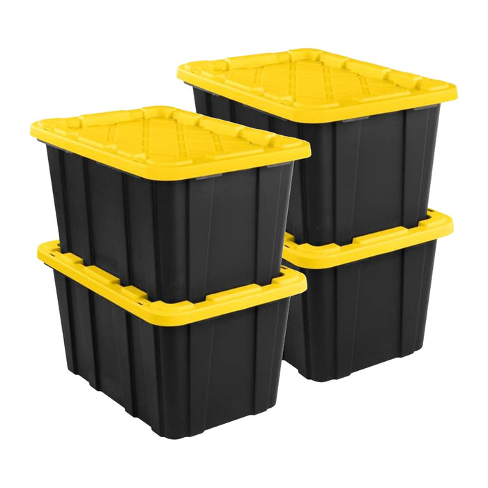 Sterilite Industrial Storage Tote with Lids for Garage, 27 Gallon, 4-Pack