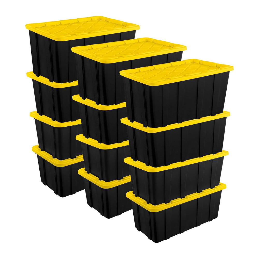 Sterilite Industrial Storage Tote with Lids for Garage, 38 Gallon, 12-Pack