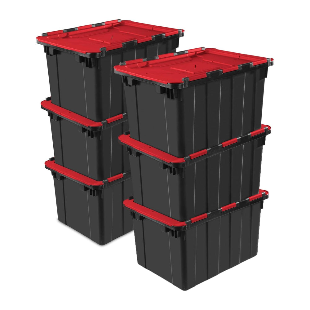 Sterilite Industrial Storage Tote with Lids for Garage, 12 Gallon, 6-Pack
