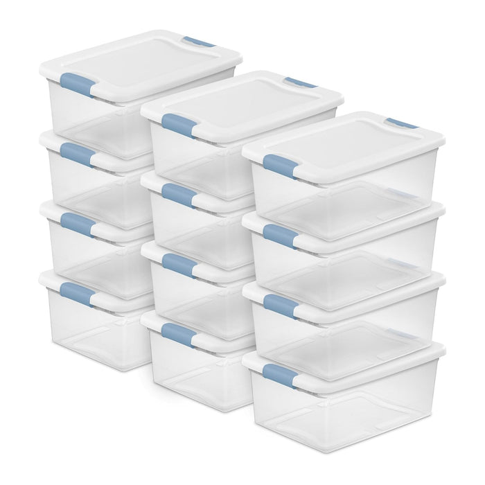 Sterilite Latching Box with Lids for Home and Office, 15 Quart, 12-Pack