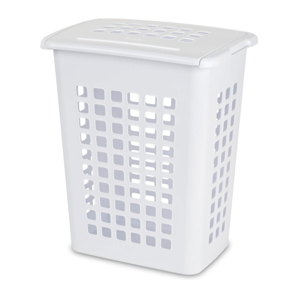 Sterilite Rectangular LiftTop Laundry Hamper with Lid, Handles to Easily Carr...