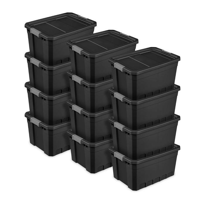 Sterilite Stacker Tote with Latching Lids for Garage, 19 Gallon, 12-Pack