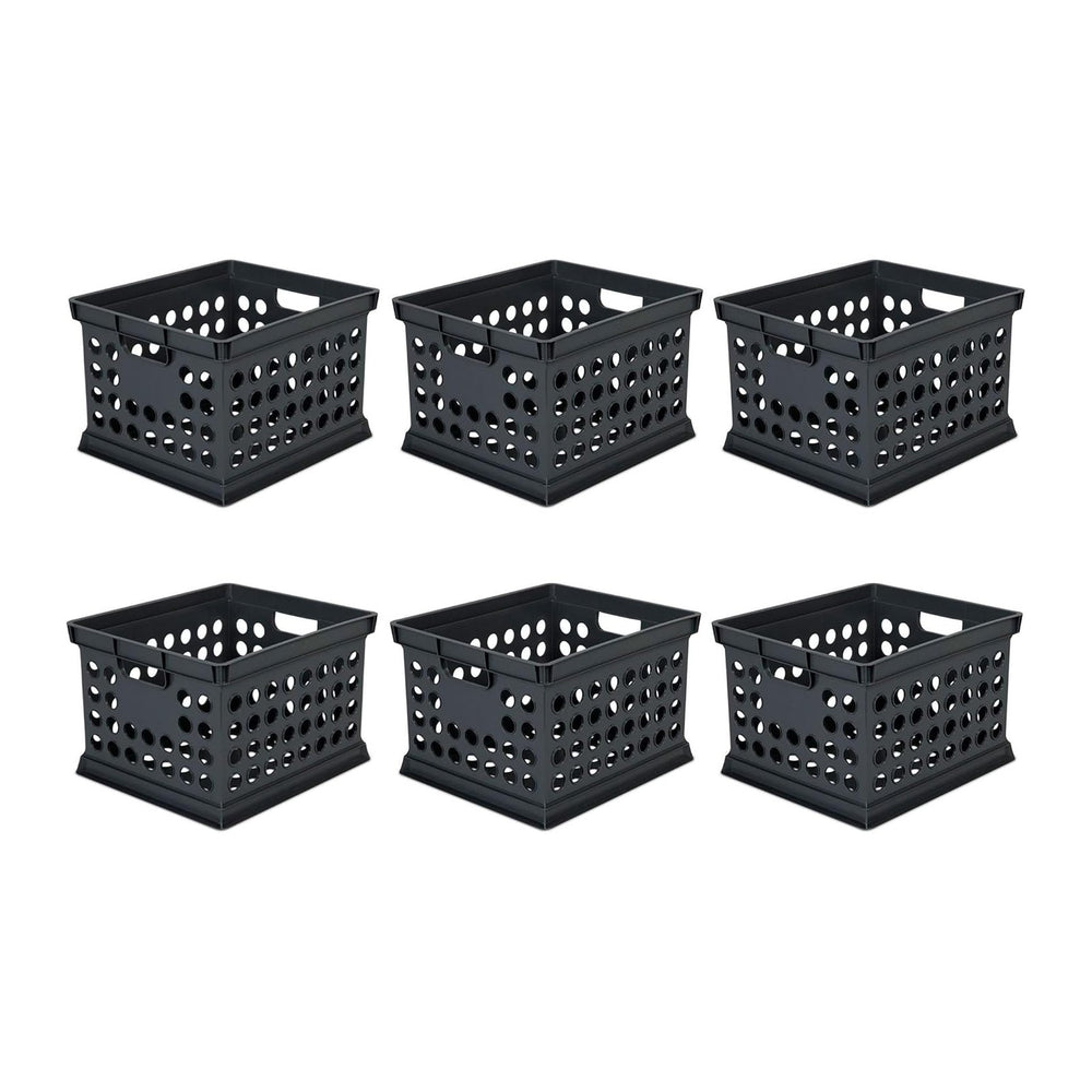 Sterilite Storage Crate Bin File Organizer for Home & Office, Black, 6-Pack