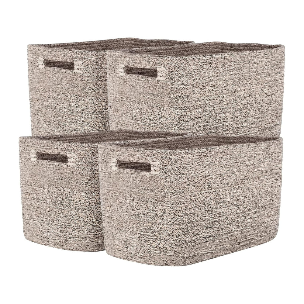 Storage Baskets for Organizing, 14 x 10 x 9” Closet Shelf Woven Baskets, Squa...
