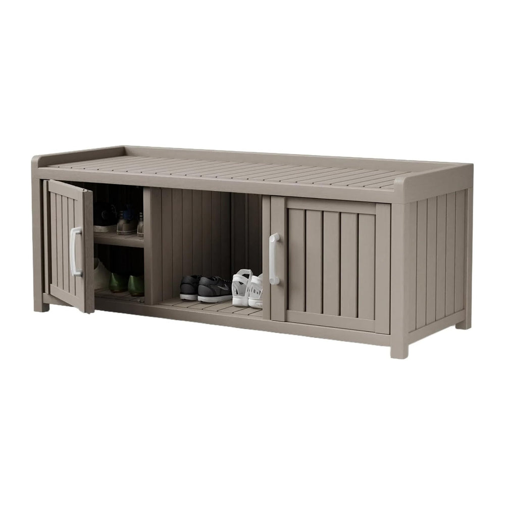 Storage Bench - Waterproof Resin Shoe Bench with Adjustable Shelves - Indoor ...
