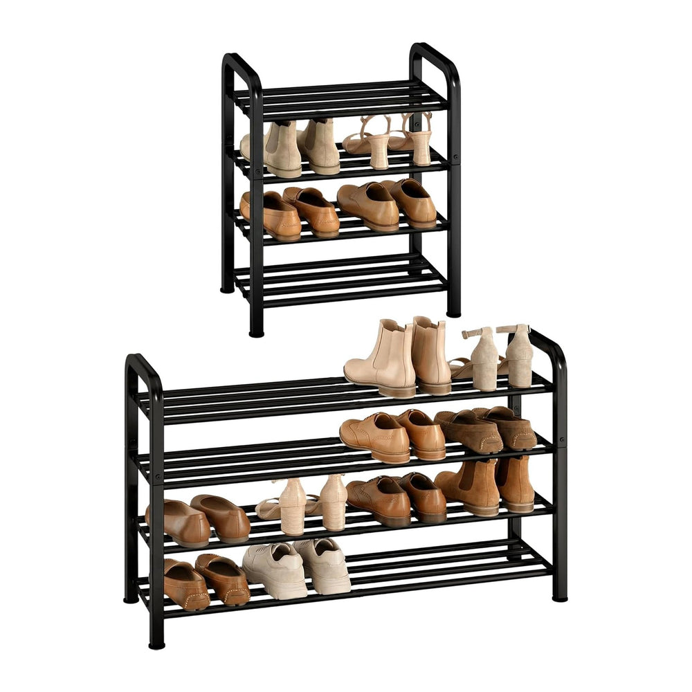 STORAGE MANIAC 4-Tier Expandable Shoe Rack, 16 Pairs Adjustable Shoe Shelf fo...