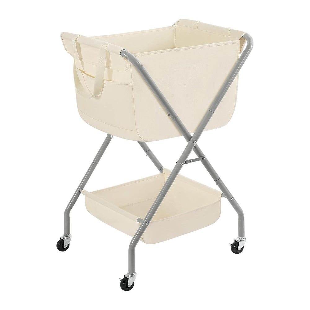 STORAGE MANIAC Collapsible Laundry Cart with Wheels 35.6"H Removable Can...