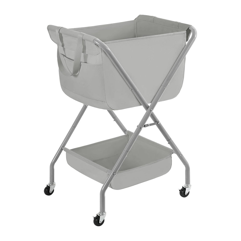 STORAGE MANIAC Collapsible Laundry Cart with Wheels 35.6"H Removable Can...