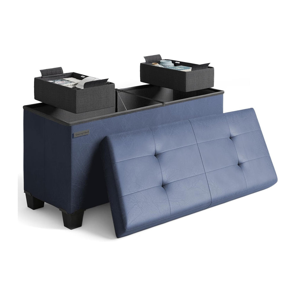 Storage Ottoman Bench with Bins, 30-in Storage Bench for Bedroom End of Bed, ...