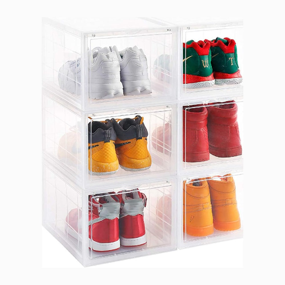 Storage Shoes Box Womens Mens Shoe Storage Display Box Plastic Foldable Stack...