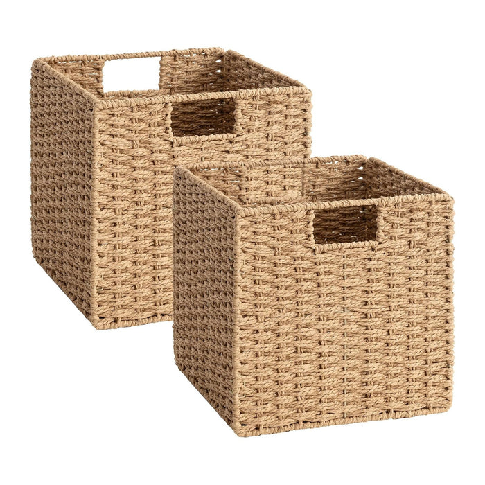 StorageWorks 11 inch Cube Storage Bins, Wicker Baskets,Storage Cube,Natural