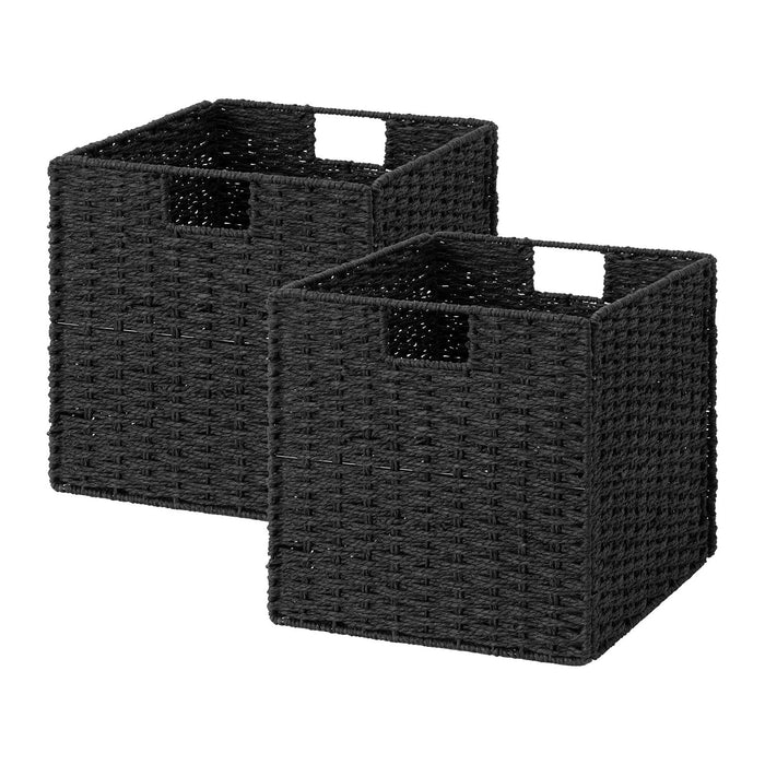 StorageWorks 13 inch Black Wicker Baskets for Storage,Foldable Black Basket