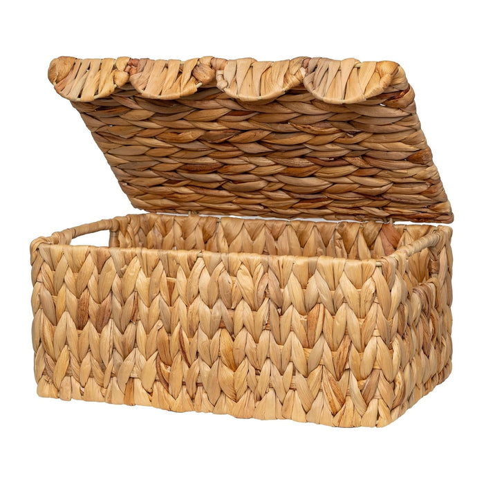 StorageWorks Wicker Storage Basket with Lid, Scalloped Wicker Baskets