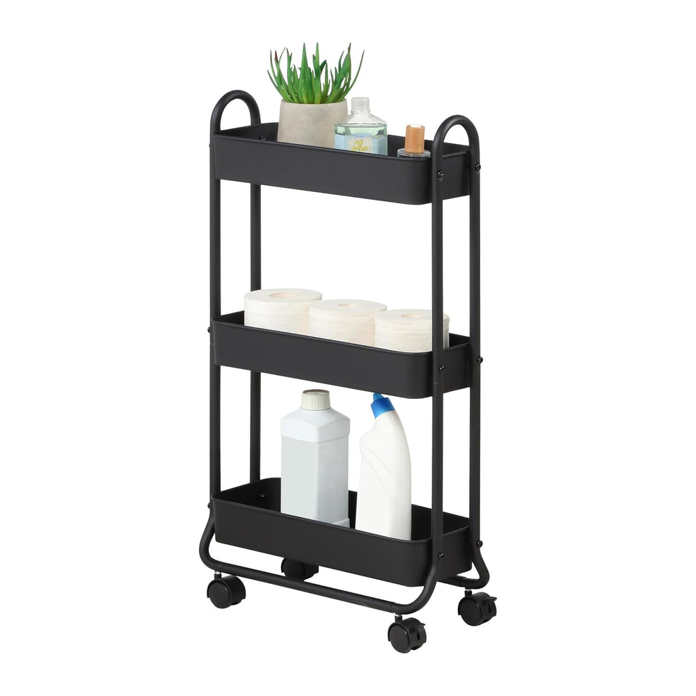 SunnyPoint Slim Rolling Storage Cart, 3 Tier Bathroom Storage Organizer Bathr...