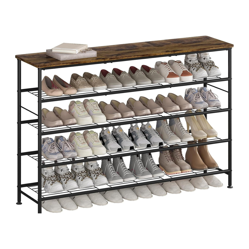 SUOERNUO 5 Tier Extra Long Shoe Rack Organizer Storage for Closet Entryway