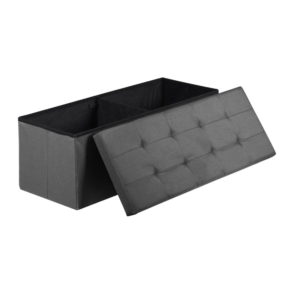 SUPER DEAL 43 Inches Folding Storage Ottoman Bench, Foot Rest with Divider Fo...